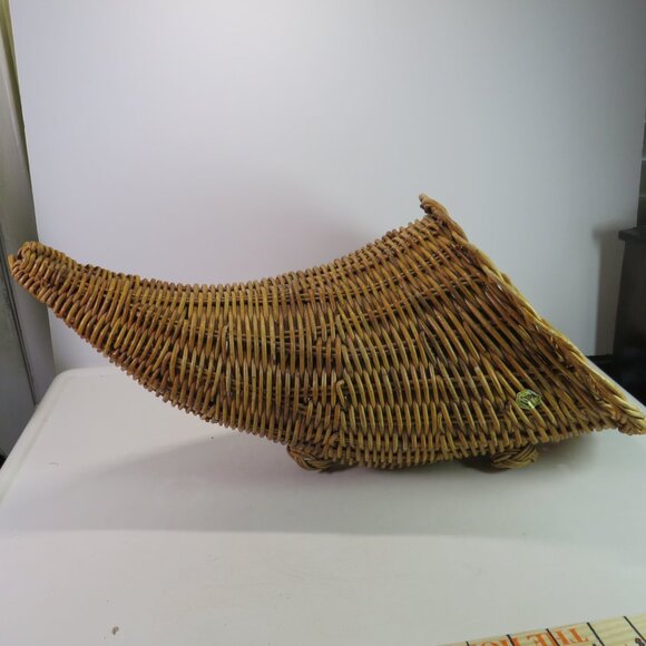 Cornucopia Wicker Basket 21" long 11" wide Natural Colored Woven Rattan Fall - Picture 2 of 15